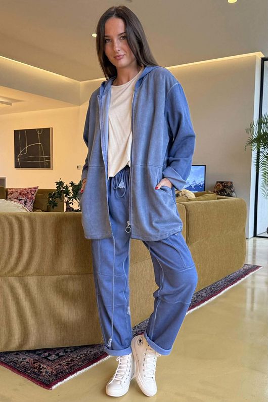 Anine Soft Touch Zip Jogger Washed Denim